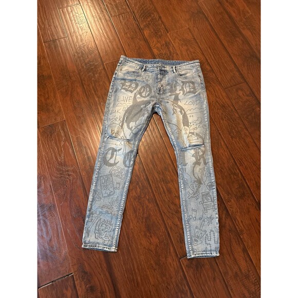 Ksubi World Tour Van Winkle Devil Smash Jeans Size 40”
